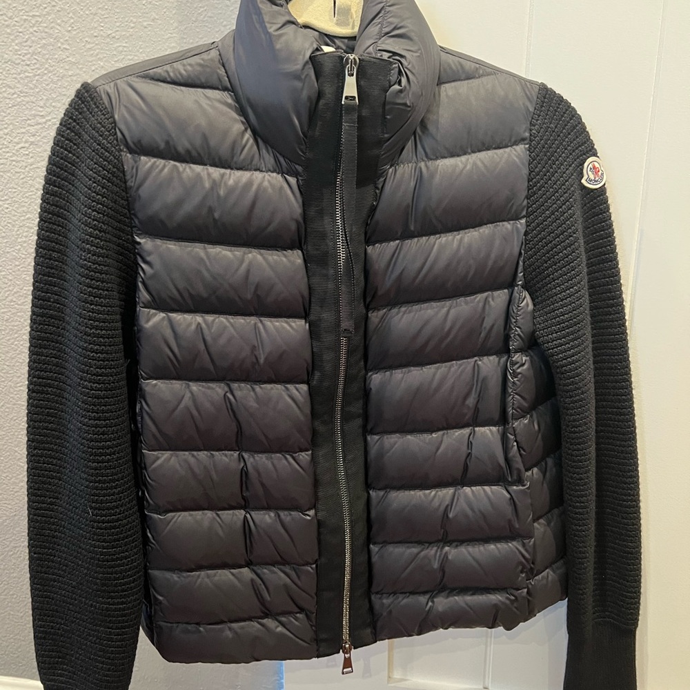 Moncler jacket in black, size S.